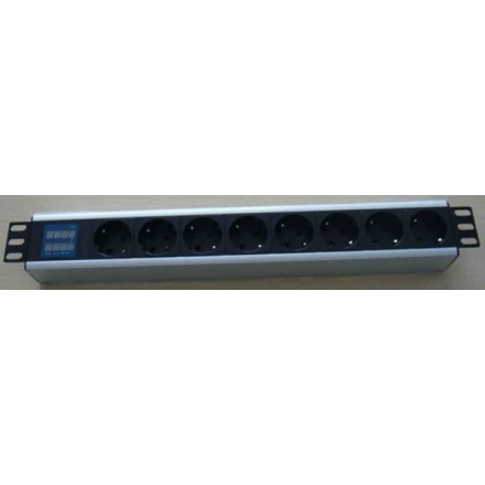 230V razvodni PDU panel 19"/1U sa 8 utičnih mesta, voltmetrom PDU-8SAV-1U