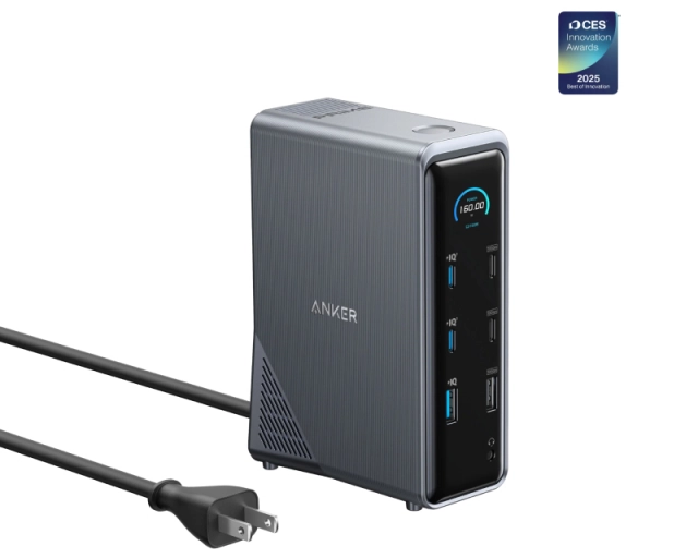 ANKER Prime Docking Stanica 160W, 14u1, Dual Display, siva 