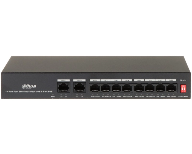 DAHUA PFS3010-8ET-65 10-Port Fast Ethernet Switch with 8-Port PoE 