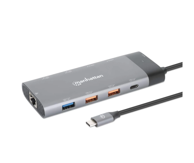 Docking station Manhattan 130714 10in1 USB-C - 2xHDMI/5xUSB/LAN/PD 100W