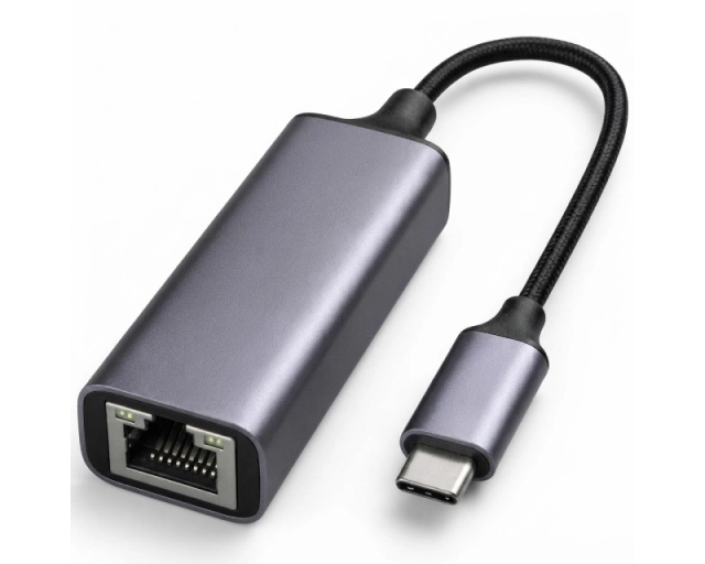 E-GREEN Mrežni Adapter USB 3.1 tip C (M) - Gigabit ethernet RJ-45 (F) crni 