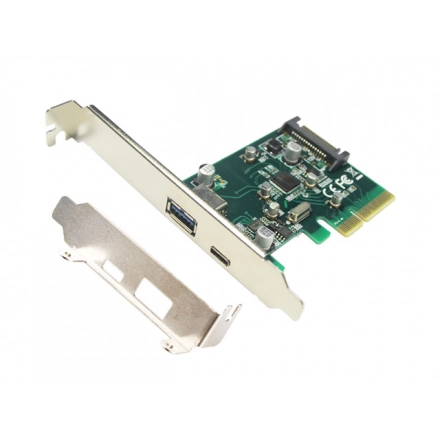 E-GREEN PCI-Express kontroler na USB 3.1 Tip A + USB-C Host Controler (Asmedia 1142) 