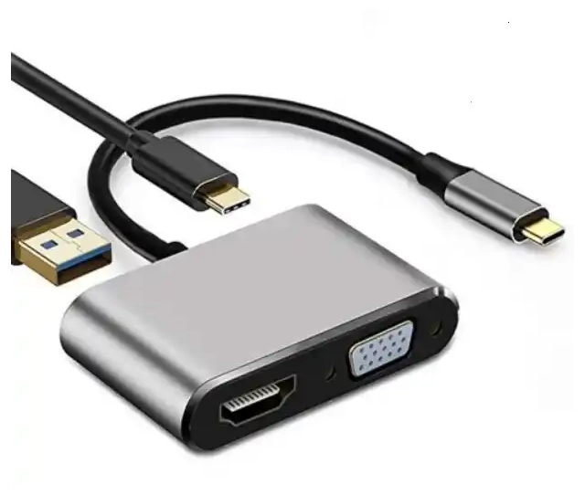 FAST ASIA Adapter-konvertor TIP C na HDMI 4K+VGA+1xUSB 3.0+TIP C 