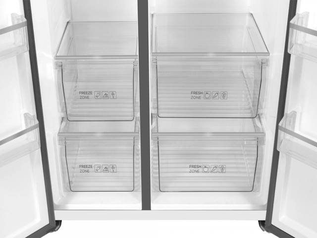 Frižider TCL RP631SSE1/samostojeci/kombinovani/SbS/Total No Frost/E/631L/176,8x92x73,5cm/siva