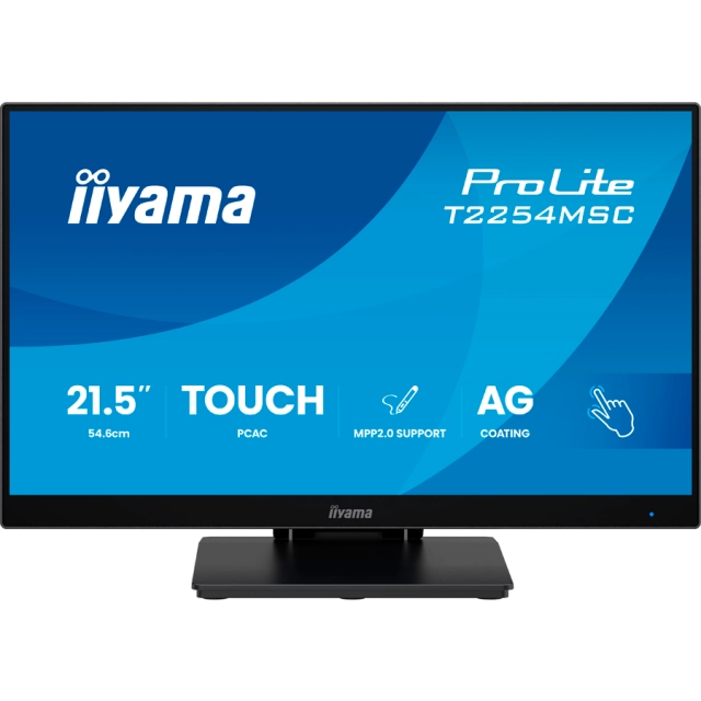 Iiyama ProLite T2254MSC-B2AG - LED monitor 22 inch 21.5 inch viewable touchscreen 1920 x 1080 Full HD 1080p 100 Hz IPS 300 cd m2 1300 1 4 ms HDMI DisplayPort speakers matte black T2254MSC-B2AG