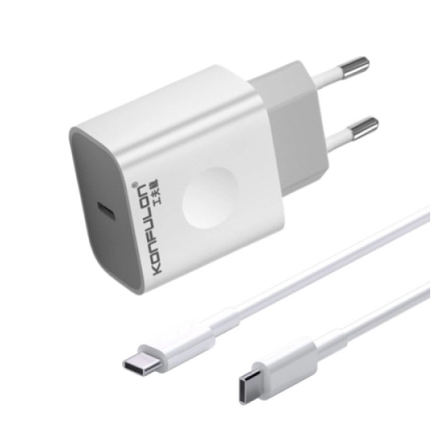 Konfulon C69D brzi kućni punjač 20W + DC15 Type C na Type C