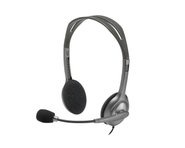 LOGITECH H110 Corded Stereo Headset - GRAY/SILVER - Dual Plug