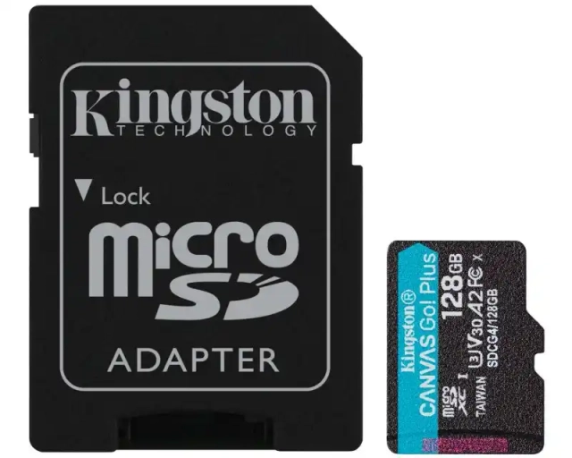 Micro SD Card 128GB Kingston+SD adapter SDCG4/128GB -  200/160 MB/s