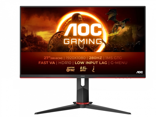 Monitor AOC 27G2ZN3/BK 27"/VA/1920x1080/280Hz/0,5ms MPRT/HDMIx2,DP/Pivot,visina/Adaptive sync/crna