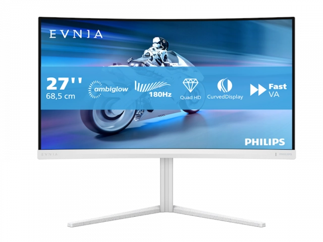 Monitor PHILIPS 27M2C5501/00 27"/VA,zakrivljen/2560x1440/180Hz/1ms GtG/HDMIx2,DP/Pivot,visina/bela
