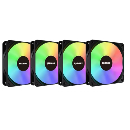 Raidmax 4x 120mm X-AIR ARGB fans Crni, NVX120FBDC4