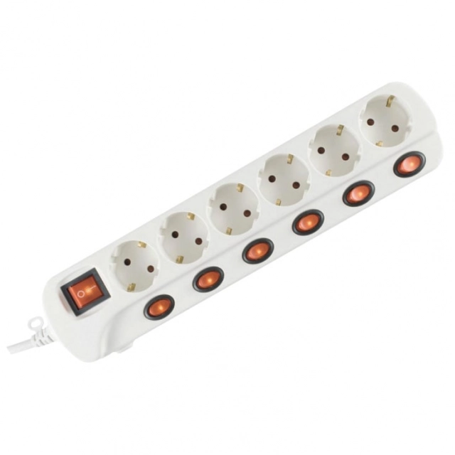 Razvodnik sa 6 mesta 3m 1.5mm2 + prekidači NVK06K-3/WH/1,5