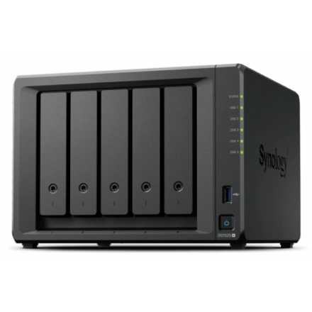 Synology DiskStation DS1525+ Tower, 5-Bays 3.5'' SATA HDD/SSD, 2 x M.2 2280 NVMe SSD slot, CPU AMD Ryzen V1500B 4-core 2.2 GHz, 8 GB DDR4 ECC SODIMM, 2x RJ-45 2.5 GbE LAN Port; 2x USB 3.2; 1 xUSB Type-C expansion port; 2.67 kg; 3yr warranty