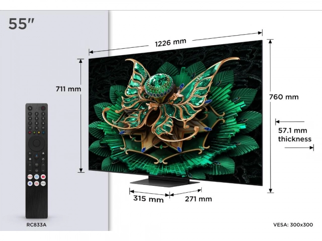 Televizor TCL 55C7K/MiniLED-QLED/55"/4K UHD/144Hz/Google TV/crna