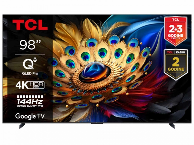Televizor TCL 98C655/QLED/98"/4K UHD/144Hz/Google TV/crna