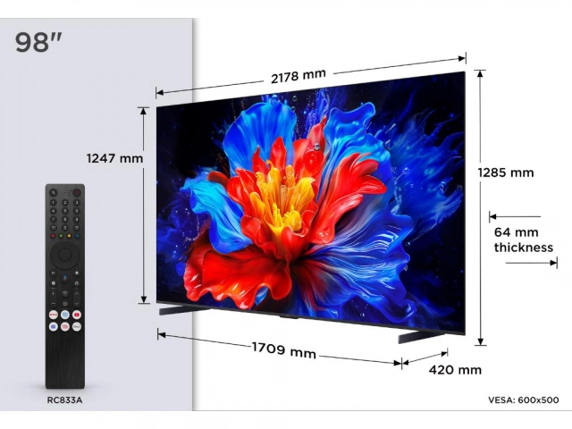 Televizor TCL 98P8K/MiniLED-QLED/98"/4K UHD/144Hz/Google TV/crna