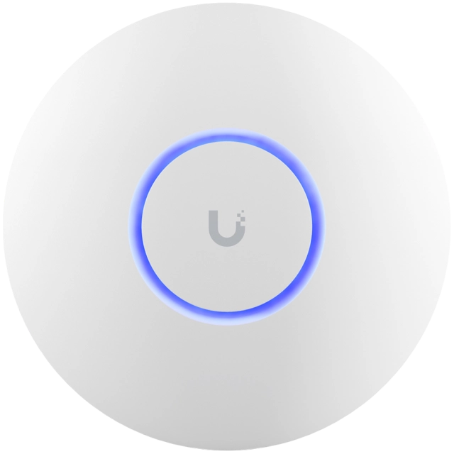UBIQUITI U6+, WiFi 6, 4 spatial streams, 140 m² (1,500 ft²) coverage, 300+ connected devices, Powered using PoE, GbE uplink.