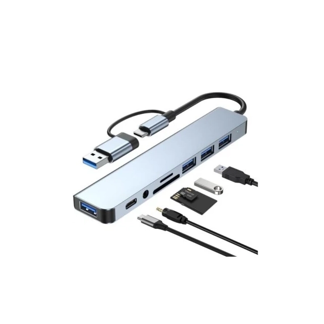 USB HUB USB3.0+TIP C na 4x USB 3.0+TIP C+SD/micro sd+autio metal