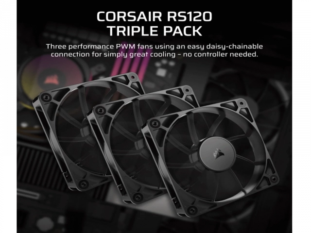 Ventilator CORSAIR RS120/120mm/triple pack/crna