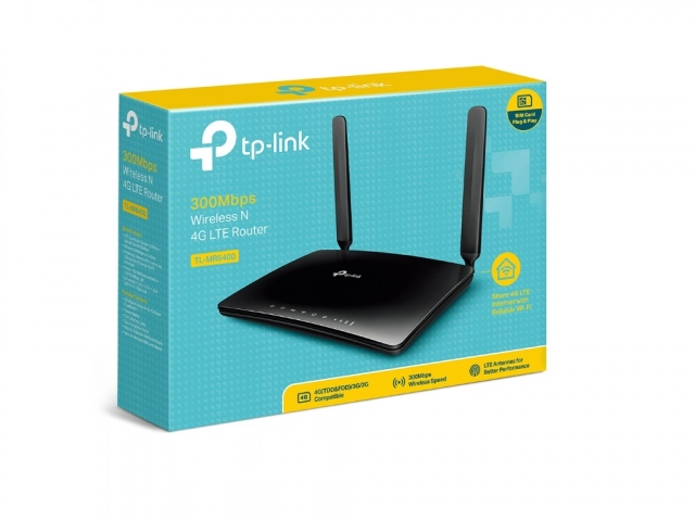 Wireless Router TP-Link TL-MR6400 Wi-Fi/N300/300Mbps/3G/4G/SIM/1xWAN 3xLAN/2 interne 2 eksterne ante